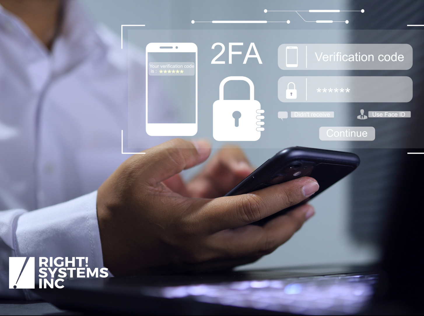 Person using multifactor authentication to access devices.